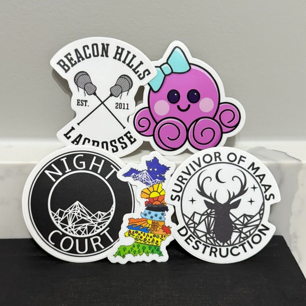Set of 5 Book/TV Stickers